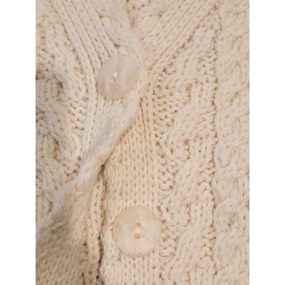 Aran Crafts Merino Wool Cardigan Sweater Women Sz 1X Cottagecore Cream - Picture 3 of 12